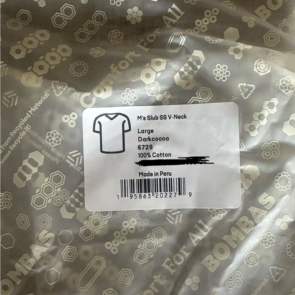 Men's Bombas Air Slub V-Neck T-Shirt - Cocoa - L - Picture 4 of 4